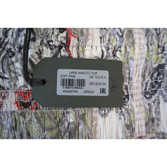 AllSaints WM297W Women's Sz 6 Soft Pink Lara Makutu Off the Shoulder Top - Picture 4 of 9